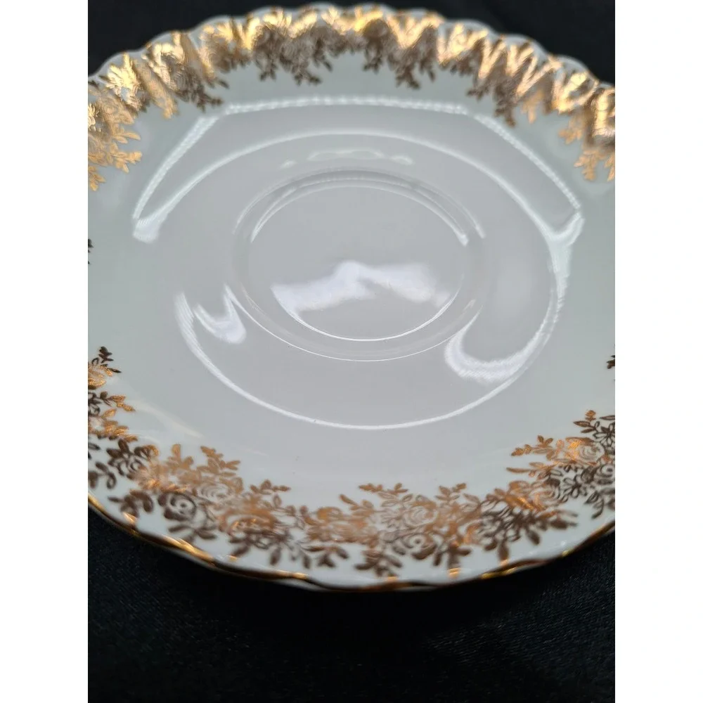 Royal Albert Grandmother Teacup and Saucer Set Gold Filigree Bone China England